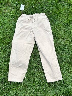 Zara Woman Pants Lightweight Beige Drawstring Casual